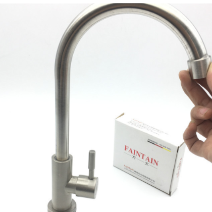 304不锈钢水龙头 304 圆立式拉丝单冷厨房龙头 水槽洗菜盆龙头图2