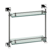 富奥洁具 铜材质浴室双层玻璃置物架 双层化妆台