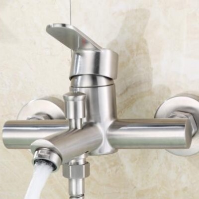 304不锈钢明珠三联提拉带下出水淋浴混水阀浴缸龙头厂家淋浴龙头