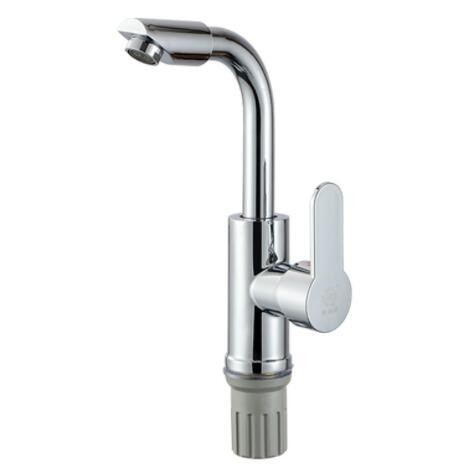 面盆浴室柜厨房 菜盆单孔冷热水龙头 转动平三通七字弯图2