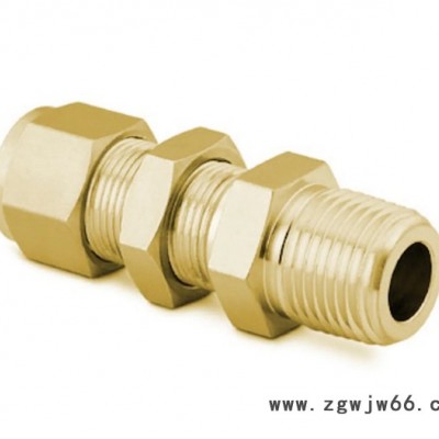 SwagelokB-400-11-2黄铜卡套管接头穿板外螺纹连接1/4 in. 1/8in.