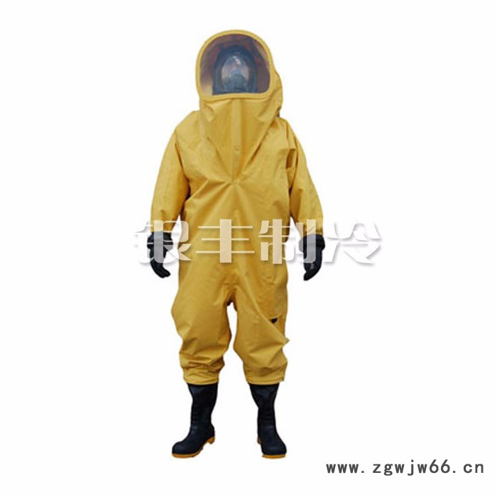 防护服连体带帽防氨化学抗酸碱RHFIA 重型全封闭防化服