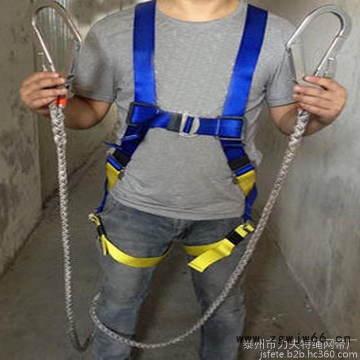 供应单控安全带,双控双保险安全带,高空防坠落保险带,双大钩全身式带缓冲安全带图2