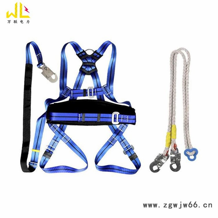万联 全身式安全带  五点式安全带 高空作业安全带 双背双保险空调安装电力施工安全绳 防坠落五点全身式安全带图5