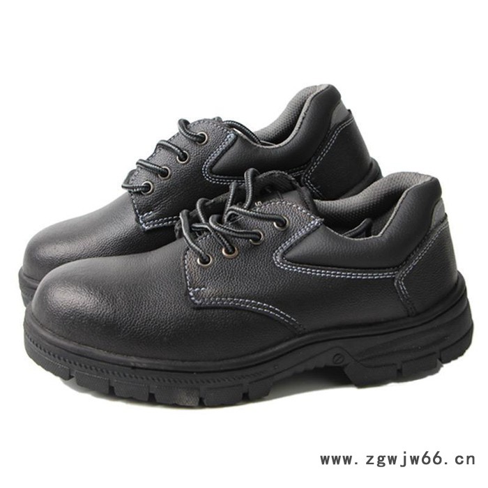 青岛直销黑色牛皮劳保鞋 防砸防穿刺安全鞋 防滑耐磨工地作业鞋图2