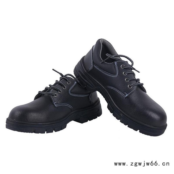 青岛直销黑色牛皮劳保鞋 防砸防穿刺安全鞋 防滑耐磨工地作业鞋图3