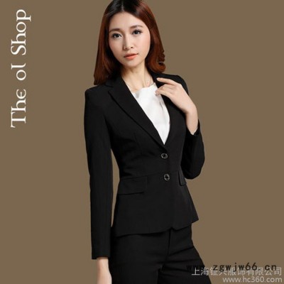 供应钲兴ZX-588**2016女士两扣西装职业装套装白领工作服修身款量身定做 **2016女士西服