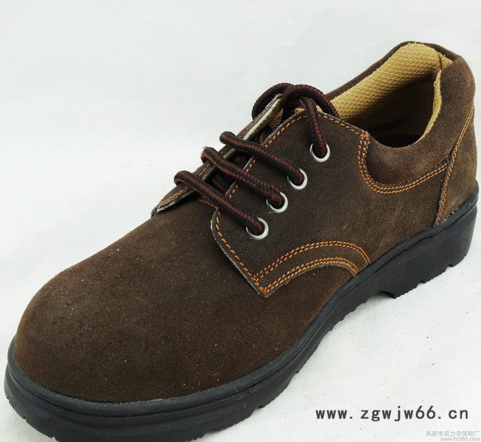 专业生产冷粘橡胶底劳保鞋 防砸防穿刺耐磨安全鞋咖啡色反绒牛皮图3
