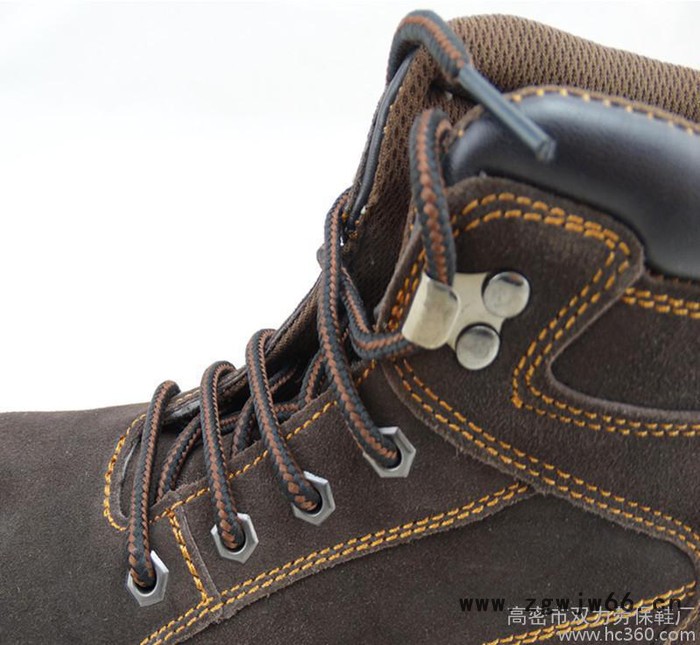 咖啡色反绒牛皮劳保鞋 注塑PU底安全鞋 防砸防刺防滑男女