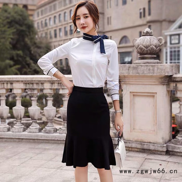 2022年秋冬款职业衬衫不对称衬衫空姐衬衫领带衬衫 衬衣工作服 设计感衬衫 白领衬衫图3