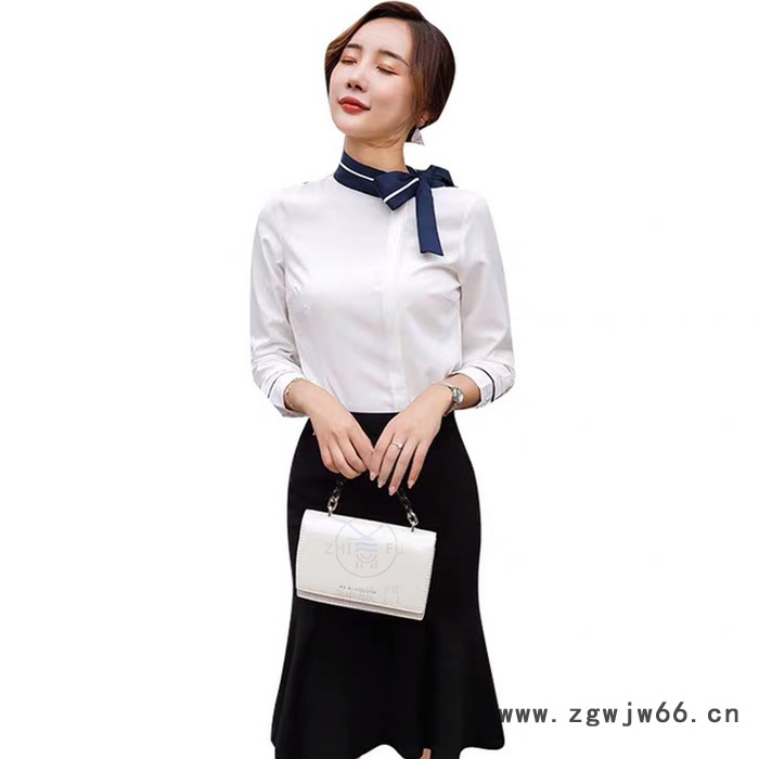 2022年秋冬款职业衬衫不对称衬衫空姐衬衫领带衬衫 衬衣工作服 设计感衬衫 白领衬衫图4