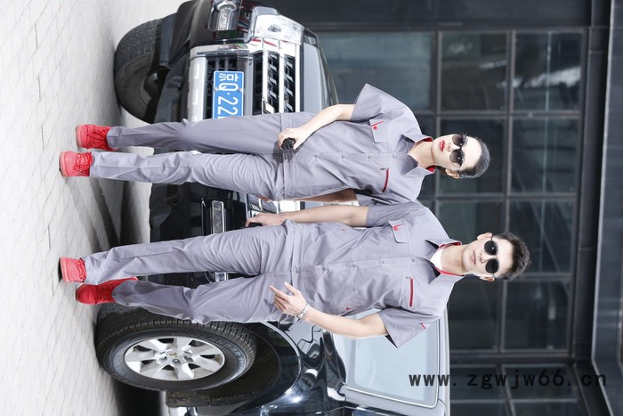 绣女织梦工作服（短袖6020） 纯棉暗扣红边短袖套装 夏款纯棉短袖工作服定制图2