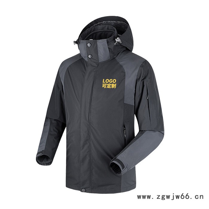 虎外冲锋衣定制加厚户外拓展美团快递企业三合一工作服印logo加工厂家图2