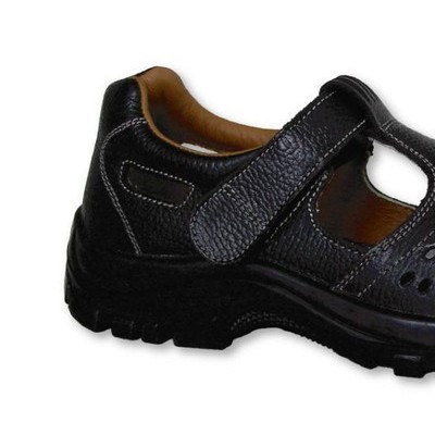 供应赛狮黑色压花牛皮夏季安全鞋防砸防刺穿耐酸碱