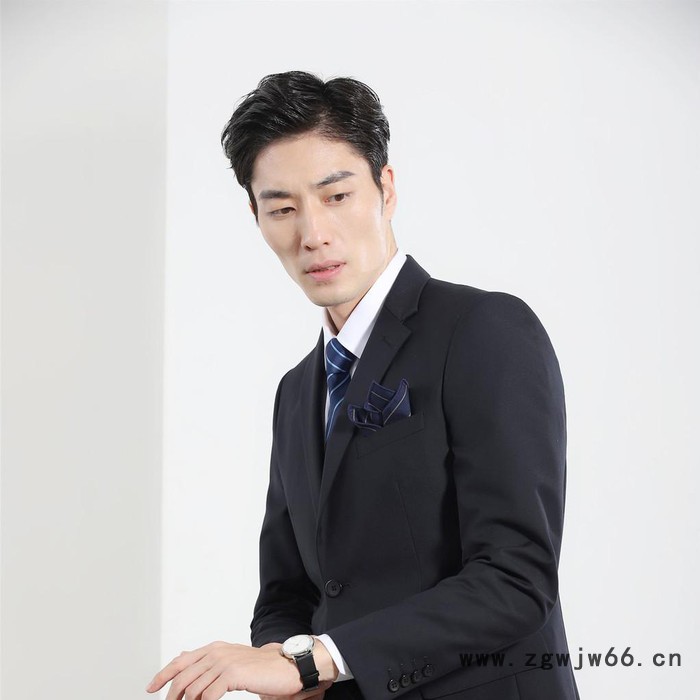 绣女织梦 男藏 青色西服 职业装 工作服 厂家定做 2020年新款职业装西服套装修身图5