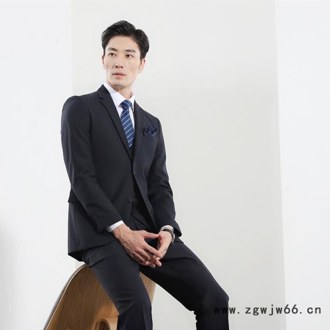 绣女织梦 男藏 青色西服 职业装 工作服 厂家定做 2020年新款职业装西服套装修身图3