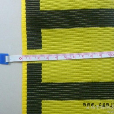 11CM加宽黄色底黑色字提花涤纶织带 安全带绳 警示带 防紫外线