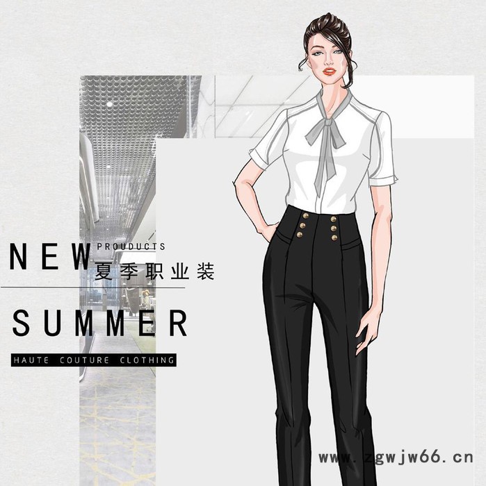 派登服饰 女士夏季衬衫 女士夏季半裙 前台工作服图6