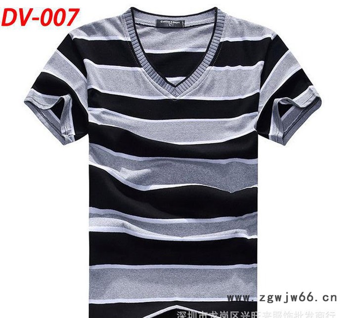春夏季青年纯棉男式T恤批发Ｖ领短袖T恤批发定做广告衫工作服图3