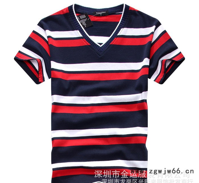 春夏季青年纯棉男式T恤批发Ｖ领短袖T恤批发定做广告衫工作服图2