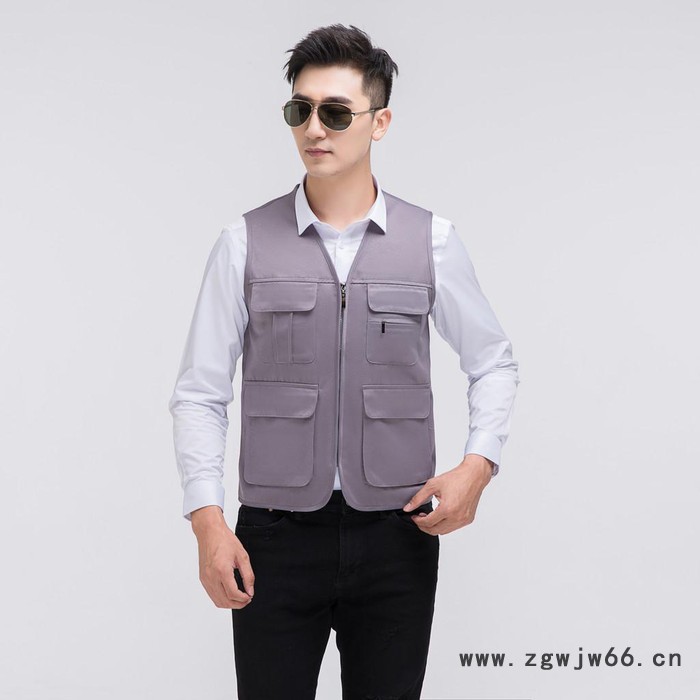 绣女织梦 纯色拉链兜马甲定制 工作服马甲 志愿者马甲图5