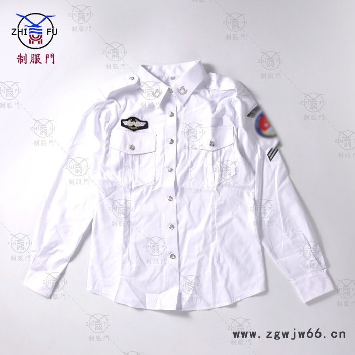 制服门 长袖衬衣机场10款安检白色长袖衬衫 夹克款衬衣空姐工作服夏装制服衬衣图4