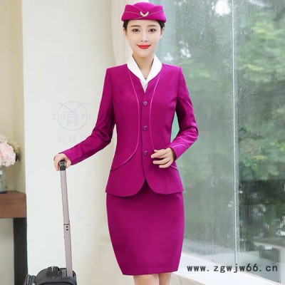 2022年秋冬季空姐服航空制服职业套装餐饮工作服职业西装 西装工作服 西装套装 空姐服六件套