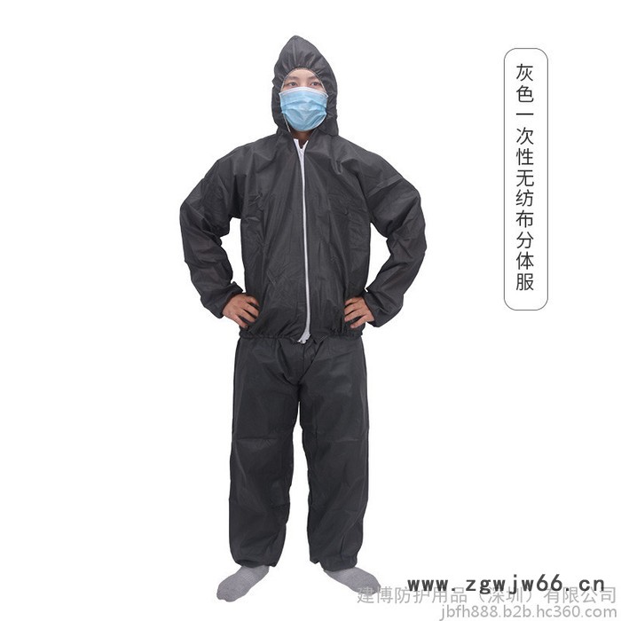 一次性工作服白色灰色无纺布防护隔离衣防灰尘粉尘分体服图5