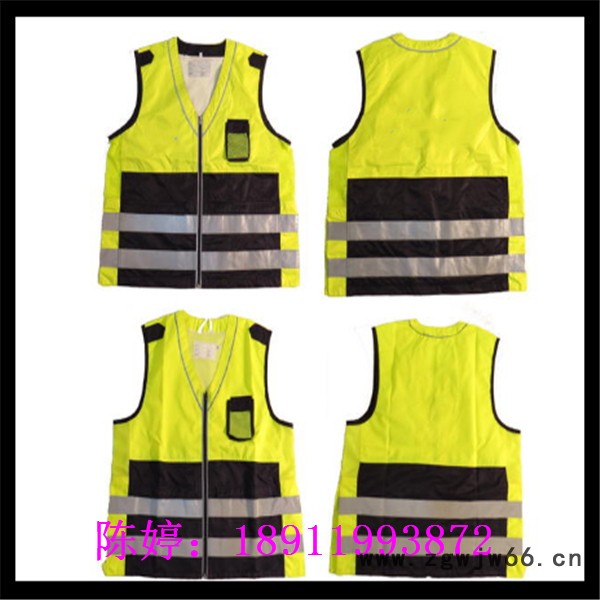 多口袋荧光色环卫交通工作服 多功能多口袋反光背心图2