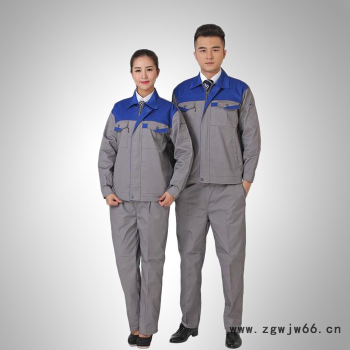 【鑫泰制衣】17-07纯色拼接工作服 工作服生产厂家 翻领工作服 中袖工作服图3