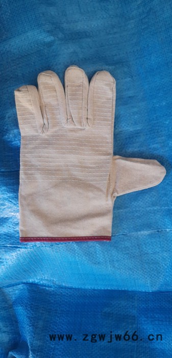 鑫万庆 双层帆布手套劳保手套耐磨加厚全衬黄甲24线包红边防护手套耐焊接手套 电焊手套生产厂家图3