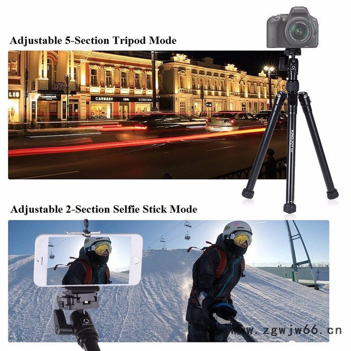 ** 单反相机三脚架云台 摄影摄像直播旅行户外三角架 自拍杆三脚架图4