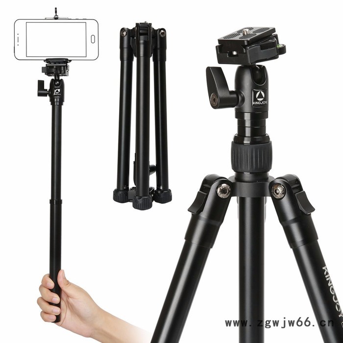 ** 单反相机三脚架云台 摄影摄像直播旅行户外三角架 自拍杆三脚架图2
