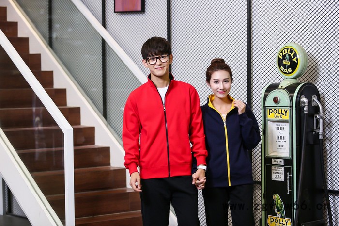 撞色韩版立领卫衣7色克重360g卫衣班服印LOGO秋冬卫衣休闲工装工作服卫衣定做_套头卫衣定做_连帽卫衣定做_拉链卫衣定图2