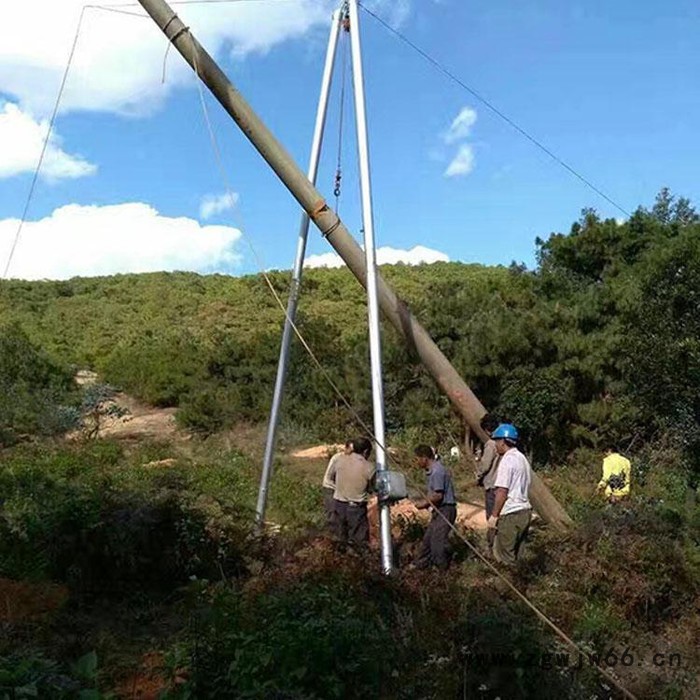 电力铝合金巴杆三脚架 人字抱拔杆 铝合金三脚架立杆机 手摇三角扒杆机 立8到15米图3