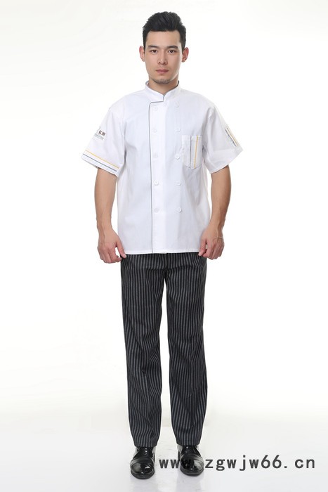 厨师工作服短袖 酒店餐厅工作服 后厨工作服 厨师长工作服 白色图2