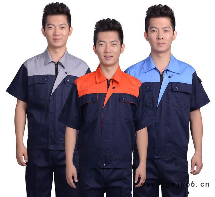 2015新款夏季工作服 工厂工作服短袖 酒店餐饮服装定制 校服定制图3