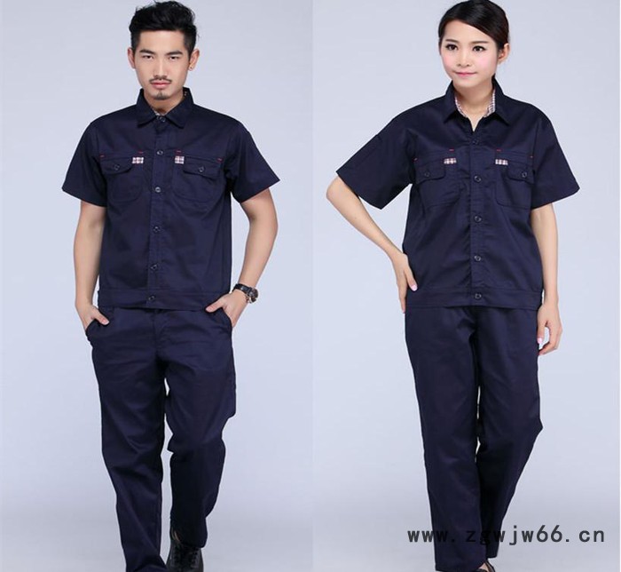 2015新款夏季工作服 工厂工作服短袖 酒店餐饮服装定制 校服定制图2