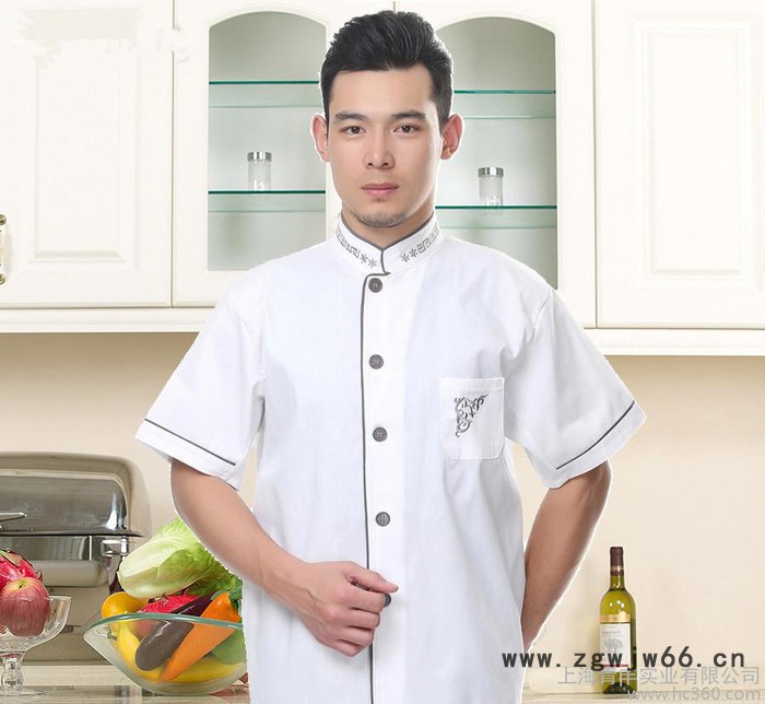 厨师服短袖 厨师工作服夏装 厨房制服夏季 酒店工作服夏装 男图2