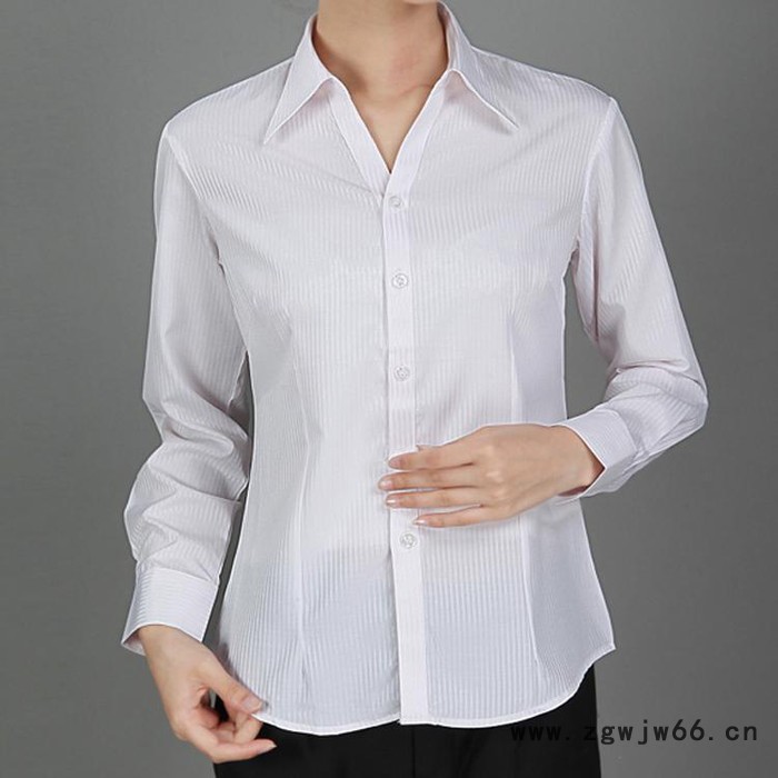 工作服定做  白衬衫女长袖修身工作服正装衬衣