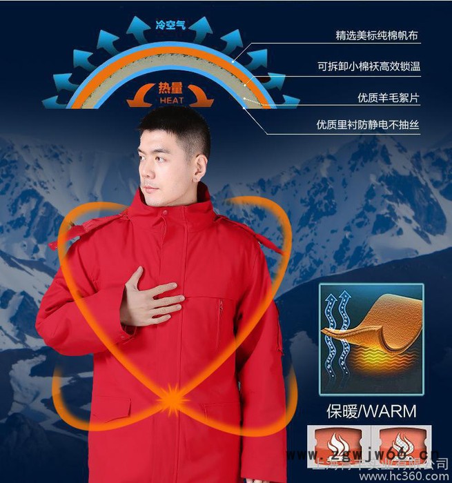 冬季保暖工作服带帽御寒工装防寒服定做及图3