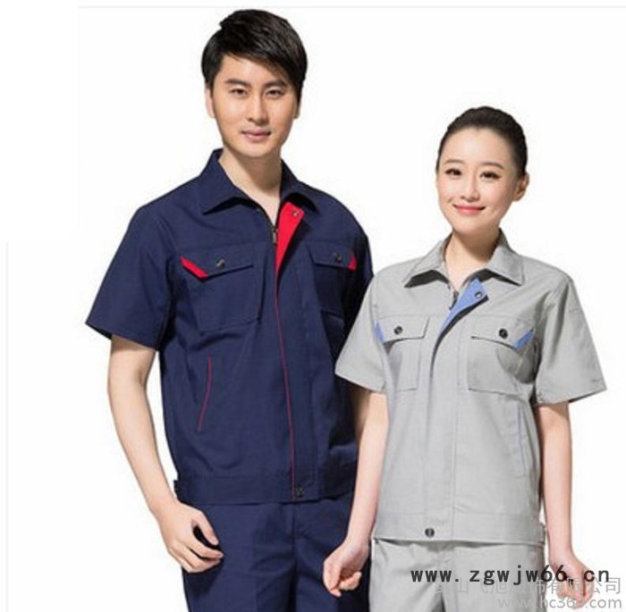 现货短袖工作服 夏天透气吸汗衬衫工作服 好质量短袖劳保服装图2