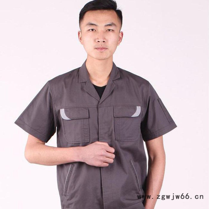 厦门制服厂家　夏季短袖厂服工作服男女套装帆布涤棉防火阻燃短袖工作服图2