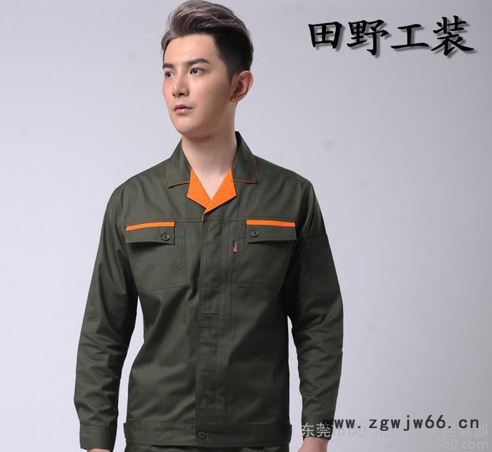 春夏季薄款军绿色工作服套装男 机械维修工服车间工作服绣花定制图2
