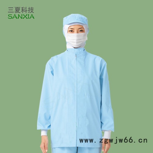 日本 食品工作服 分体套装白色蓝色长袖短袖男女**食品厂工作服图2