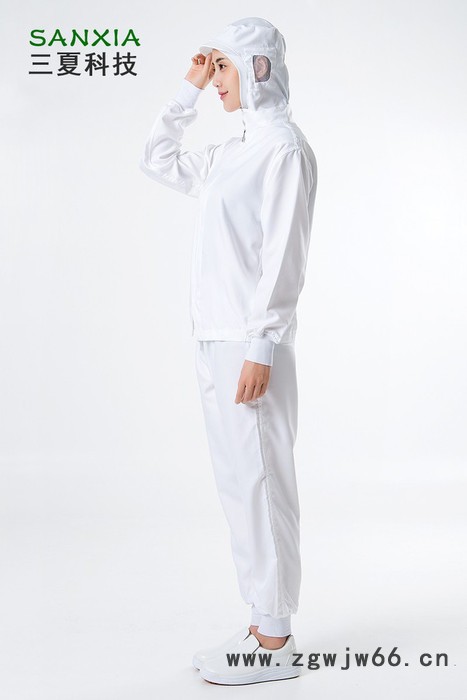 日本 食品工作服 分体套装白色蓝色长袖短袖男女**食品厂工作服图5