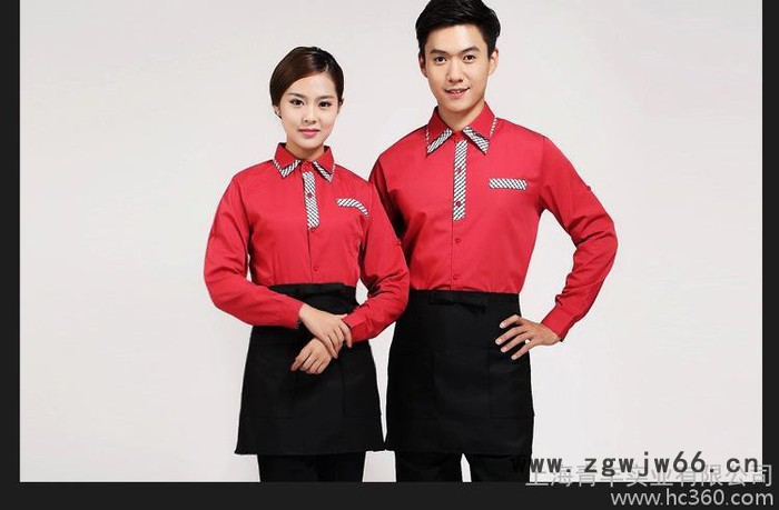 快餐店西餐咖啡厅网咖服务员工作服长袖 酒店工作服秋冬装女图3