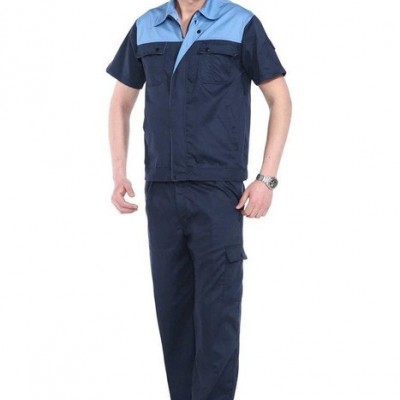 广州夏季短袖工作服男纯棉工程服短袖车间服汽修服保洁服订做