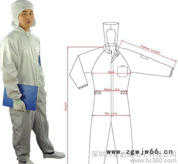 无尘带帽连体服  防静电带帽连体服  无尘防静电带帽 连体工作服图3