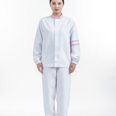 新进安 分体式镶色粉食品工作服  可定做